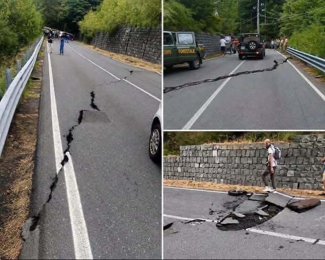 Fuerte temblor vuelve a encender las alertas tras aparecer grandes grietas en una carretera