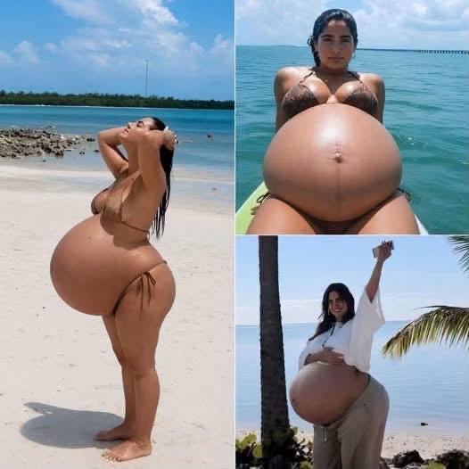 Joven comparte fotos de su embarazo y el tamaño de su vientre sorprende en redes