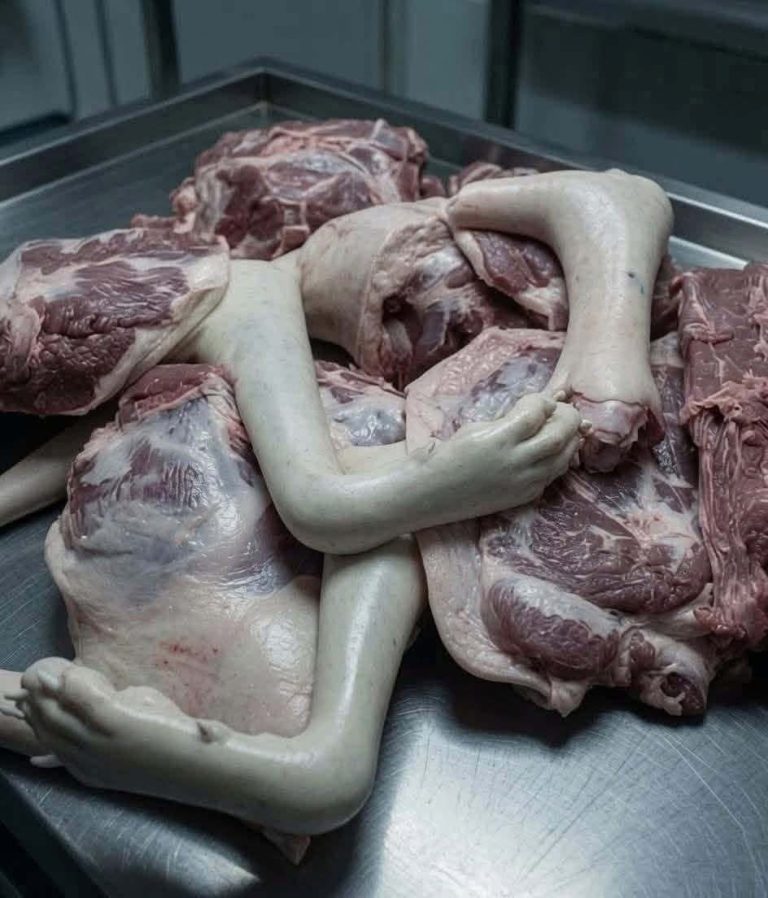 Imagen de carne con forma humana genera impacto y dudas sobre su autenticidad