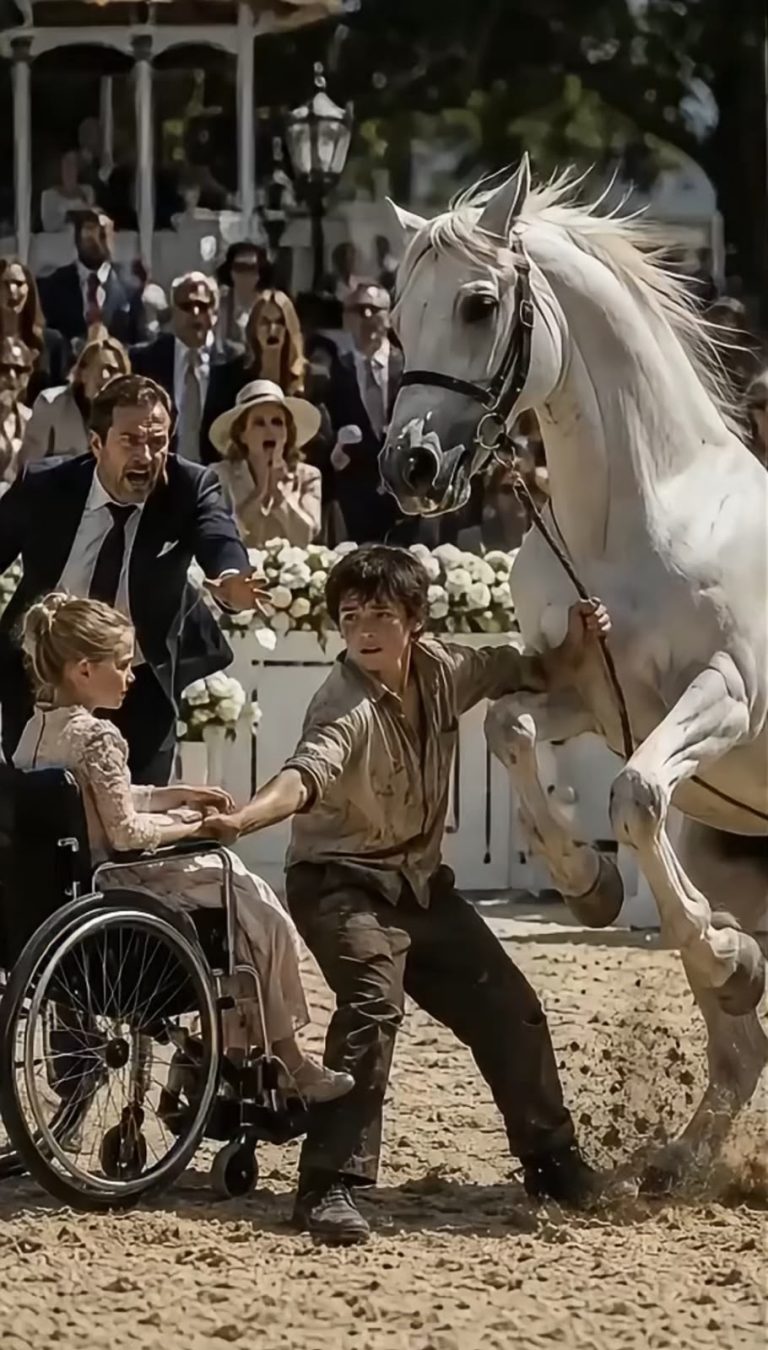 Un Caballo Blanco Se Desbocó Hacia una Niña en Silla de Ruedas, Pero un Joven Humilde Hizo Algo que Nadie Pudo Creer